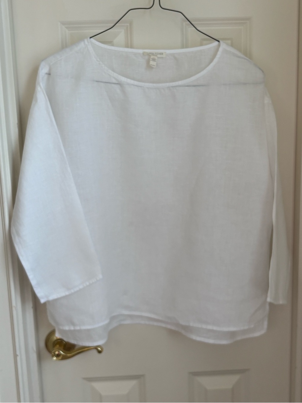 Eileen Fisher Petite White Lightweight Linen Blouse size Large petite